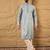 Men grey viscose rayon solid embroidered straight kurta with trouser