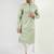 Men green viscose rayon solid embroidered straight kurta with trousers