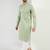 Men green viscose rayon solid embroidered straight kurta with trousers