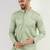 Men green viscose rayon solid embroidered straight kurta with trousers