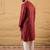 Men maroon pure cotton solid embroidered straight kurta with trousers