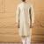 Men off white silk blend solid embroidered straight kurta with trouser
