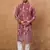 Men red viscose rayon batik embroidered straight kurta with pant set