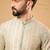 Men off white silk blend solid embroidered straight kurta with trouser