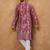 Men red viscose rayon batik embroidered straight kurta with pant set