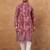 Men red viscose rayon batik embroidered straight kurta with pant set