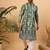 Men green viscose rayon batik embroidered straight kurta with pant set