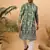 Men green viscose rayon batik embroidered straight kurta with pant set