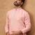 Men peach silk blend solid solid straight kurta with pant set
