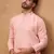 Men peach silk blend solid solid straight kurta with pant set