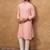 Men peach silk blend solid solid straight kurta with pant set