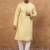 Men yellow silk blend solid embroidered straight kurta with pant set