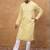 Men yellow silk blend solid embroidered straight kurta with pant set