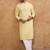 Men yellow silk blend solid embroidered straight kurta with pant set