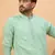 Men blue silk blend solid embroidered straight kurta with pant set