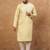 Men yellow silk blend solid embroidered straight kurta with pant set
