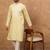 Men yellow silk blend solid embroidered straight kurta with pant set