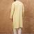 Men yellow silk blend solid embroidered straight kurta with pant set