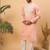 Men peach silk blend solid embroidered straight kurta with pant set