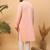 Men peach silk blend solid embroidered straight kurta with pant set