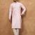 Men pink silk blend solid embroidered straight kurta with pant set