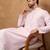 Men pink silk blend solid embroidered straight kurta with pant set