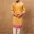 Men yellow silk blend batik embroidered straight kurta with pant set