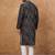 Men black silk blend geometric printed straight kurta with pant set