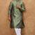 Men green silk blend geometric embroidered straight kurta with pant set