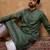 Men green silk blend geometric embroidered straight kurta with pant set