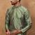 Men green silk blend geometric embroidered straight kurta with pant set