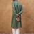 Men green silk blend geometric embroidered straight kurta with pant set