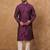 Men purple silk blend geometric printed straight kurta with pant set