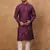 Men purple silk blend geometric printed straight kurta with pant set