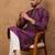 Men purple silk blend geometric printed straight kurta with pant set