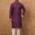 Men purple silk blend geometric printed straight kurta with pant set