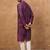 Men purple silk blend geometric printed straight kurta with pant set