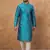Men blue silk blend geometric printed straight kurta with pant set