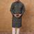 Men black silk blend geometric printed straight kurta with pant set
