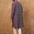 Men purple silk blend geometric printed straight kurta with pant set