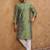 Men green silk blend geometric printed straight kurta with pant set