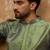 Men green silk blend geometric printed straight kurta with pant set
