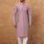 Men pink silk blend ethnic motifs printed straight kurta with pant set