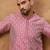 Men pink silk blend ethnic motifs printed straight kurta with pant set