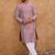 Men pink silk blend ethnic motifs printed straight kurta with pant set