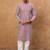 Men pink silk blend ethnic motifs printed straight kurta with pant set