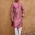 Men pink silk blend geometric printed straight kurta with pant set