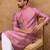 Men pink silk blend geometric printed straight kurta with pant set