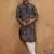 Men black silk blend geometric printed straight kurta with pant set