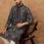 Men black silk blend geometric printed straight kurta with pant set